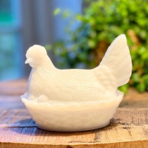 Glashne med lg - hvid opalglas