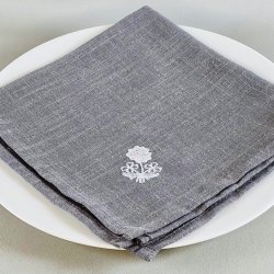 Stofservietter - franske gr m/hvidt broderi