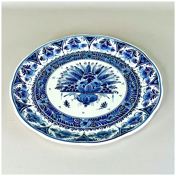 Porcelnsfad - Hollandsk Delft platte, bl