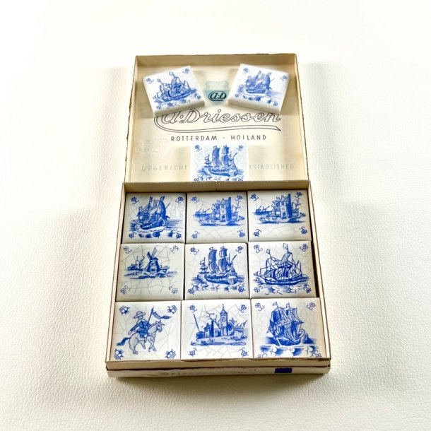 Hollandske kakler (12 stk) i �ske, 4x4 cm 