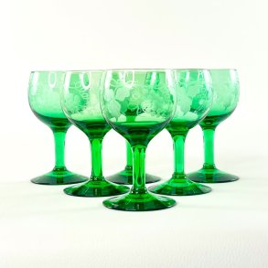 Vinglas - gr�nne med vinranker