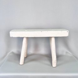 Skammel - rustik, hvid