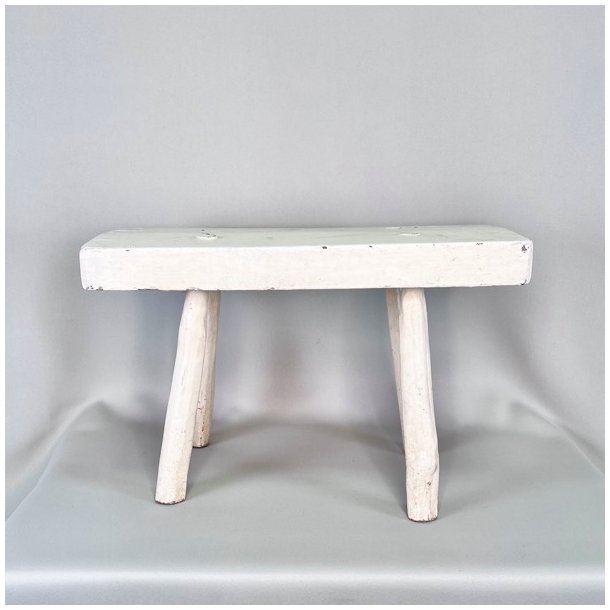 Skammel - rustik, hvid
