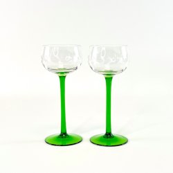 Hvidvinsglas (2 stk/samlet) - Alsace, gr�n fod og ranke