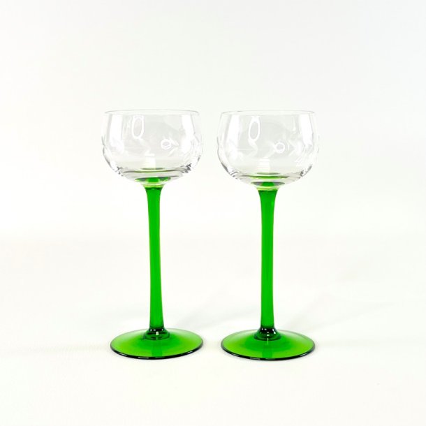 Hvidvinsglas (2 stk/samlet) - Alsace, gr�n fod og ranke