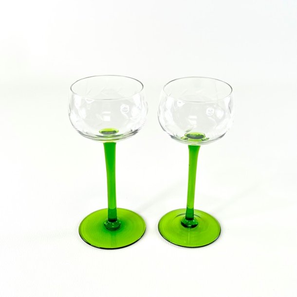 Hvidvinsglas (2 stk/samlet) - Alsace, gr�n fod og ranke