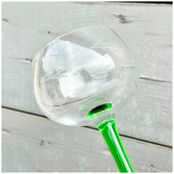 Hvidvinsglas - Alsace, grn fod og ciceleringer