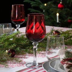 Vinglas - Ikea limited vinter-edition, r�d m/optisk stribe  