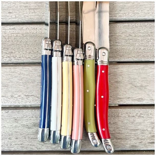 Franske steakknive  (st a' 6 stk) - INOX, i fine farver