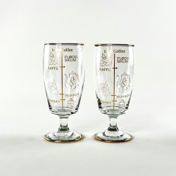 Irish Coffee glas (2 stk samlet) - store p lav fod m/tegninger