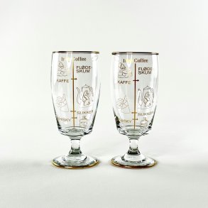Irish Coffee glas (2 stk samlet) - store p lav fod m/tegninger