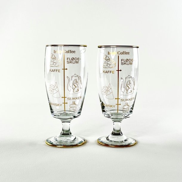 Irish Coffee glas (2 stk samlet) - store p lav fod m/tegninger