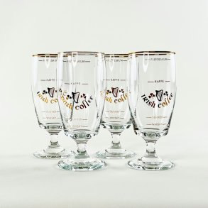 Irish Coffee glas (4 stk) - store p lav fod, guld skrift