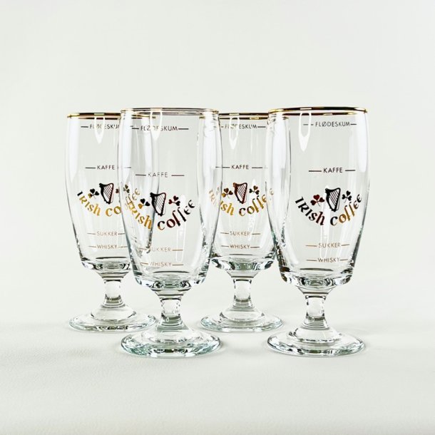 Irish Coffee glas (4 stk) - store p lav fod, guld skrift