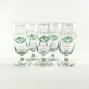 Irish Coffee glas (5 stk) - store p lav fod, grn skrift