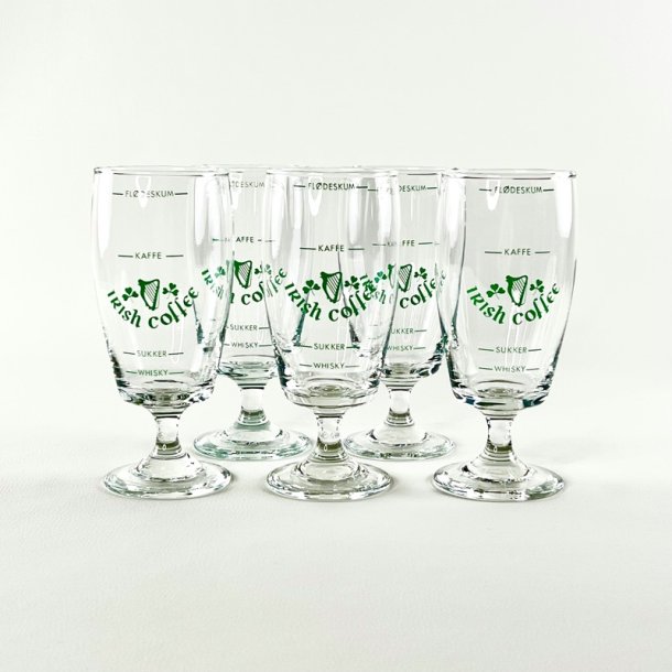 Irish Coffee glas (6 stk) - store p lav fod, grn skrift