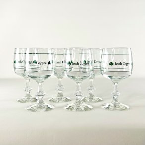 Irish Coffee glas (6 stk samlet) - p stilk, grn skrift