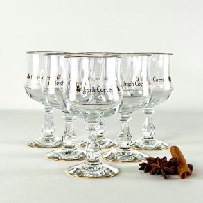 Irish Coffee glas (6 stk samlet) - p stilk, guld skrift