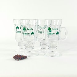 Irish Coffee glas (4 stk samlet) - krus m/hank, grn skrift