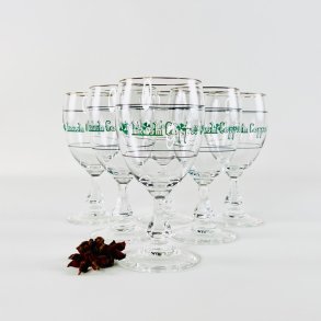 Irish Coffee glas (6 stk samlet) - p� stilk, gr�n skrift
