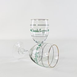 Irish Coffee glas (6 stk samlet) - p� stilk, gr�n skrift