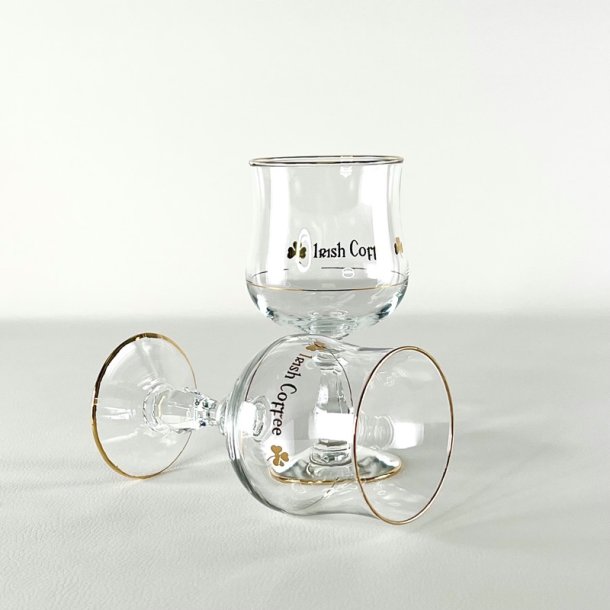 Irish Coffee glas (6 stk samlet) - p stilk, guld skrift