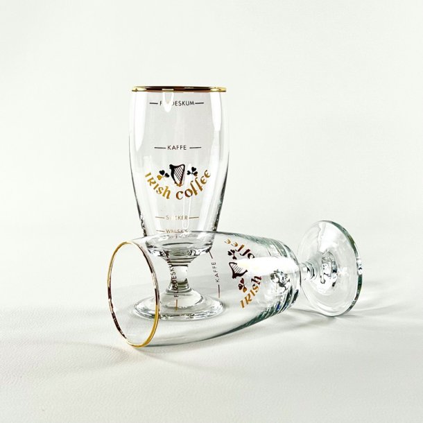 Irish Coffee glas (4 stk) - store p lav fod, guld skrift