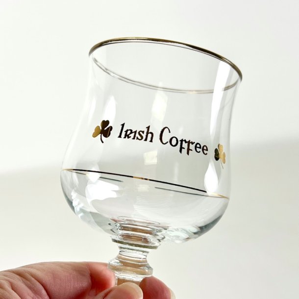 Irish Coffee glas (6 stk samlet) - p stilk, guld skrift