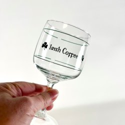 Irish Coffee glas (6 stk samlet) - p stilk, grn skrift