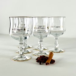 Irish Coffee glas (6 stk samlet) - p stilk, guld skrift