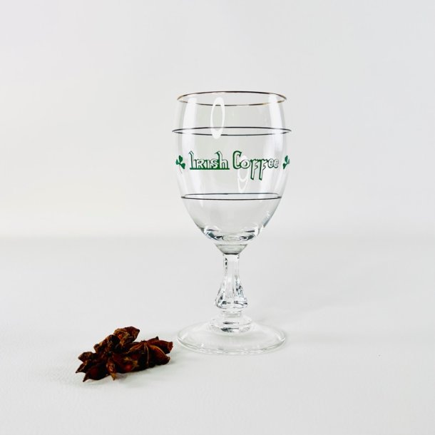 Irish Coffee glas (6 stk samlet) - p� stilk, gr�n skrift