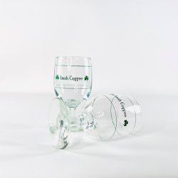Irish Coffee glas (4 stk samlet) - p� stilk, gr�n skrift