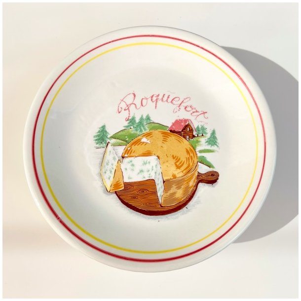 Ostetallerken (st a' 6 stk) - fransk m/rd og gul kant 