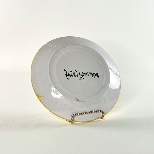 Juelsminde Keramik tallerken - gul og gr�n