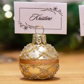 Julekugle til bordkort - guld (6 stk)