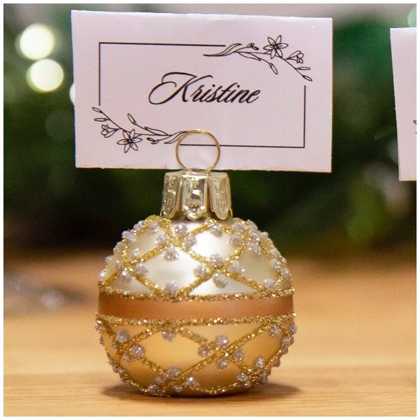 Julekugle til bordkort - guld (6 stk)