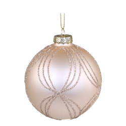 Julekugle m/glimmer striber - latte