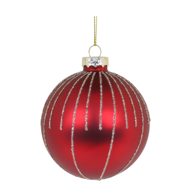Julekugle m/glimmer striber