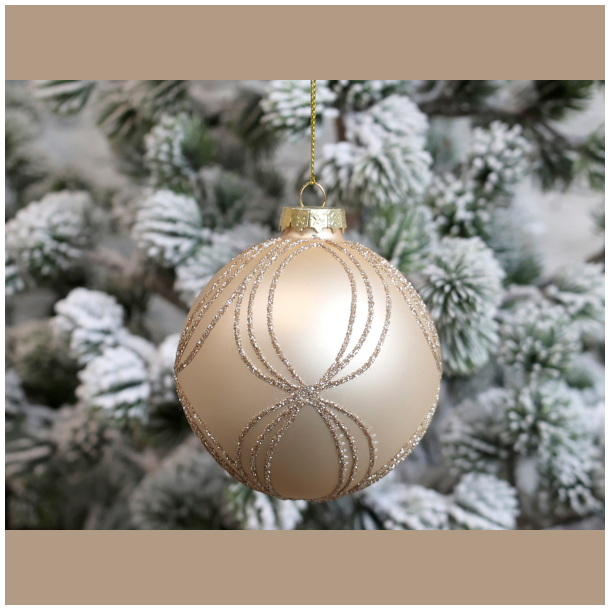Julekugle m/glimmer striber - latte