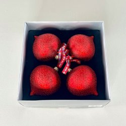 Julekugler m/glimmer - rd (pakke med 4 stk samlet) 