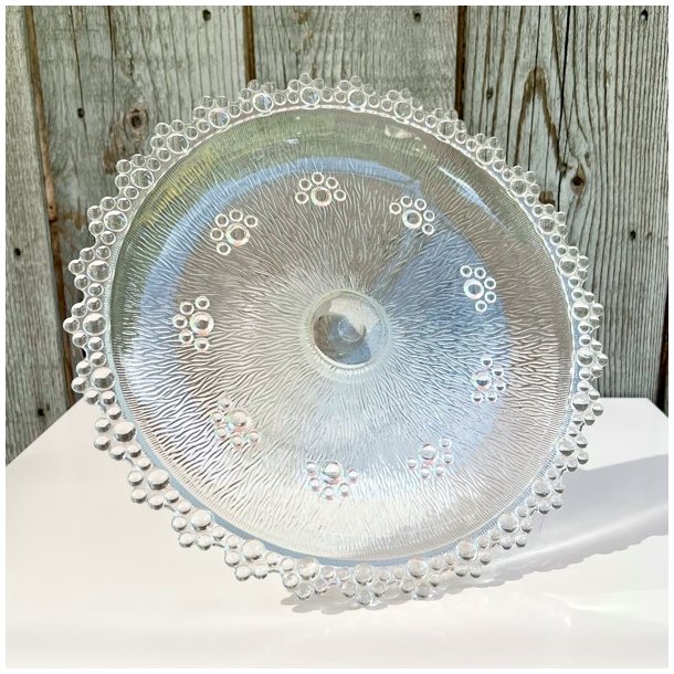 Glasopsats - vintage fransk kagefad m/perlekant