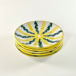 Juelsminde Keramik tallerken - gul og gr�n