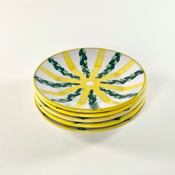 Juelsminde Keramik tallerken - gul og gr�n