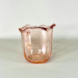 Glaskande - lyserd med blondekant