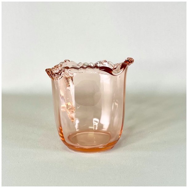 Glaskande - lyserd med blondekant