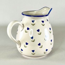 Kande - off white med bl blomster