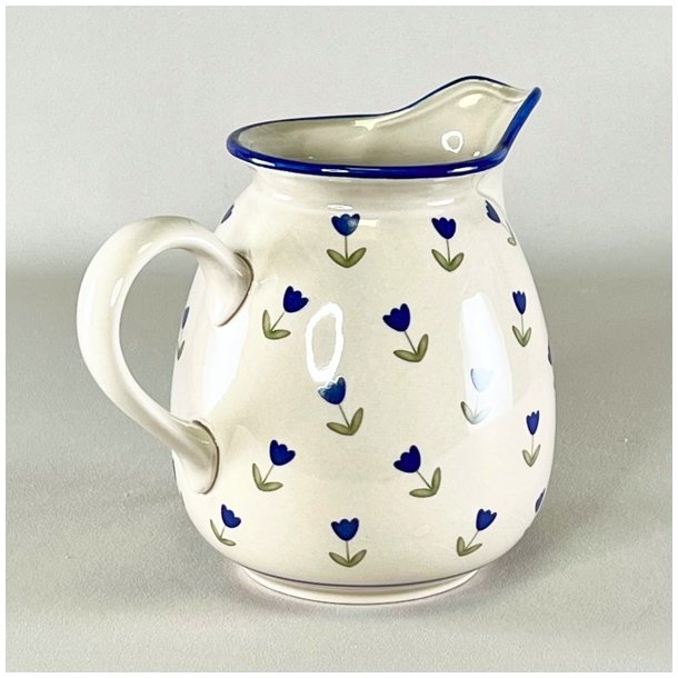 Kande - off white med bl blomster