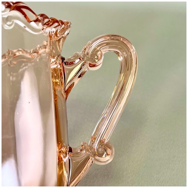 Glaskande - lyserd med blondekant