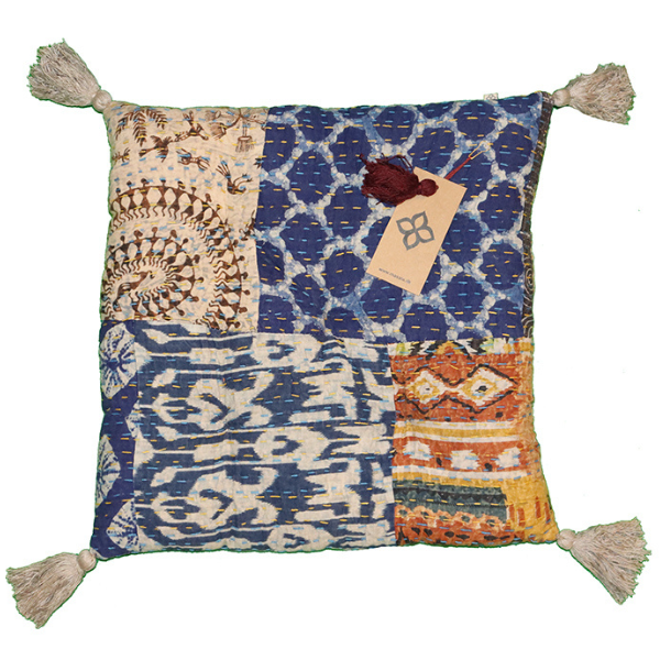 Kantha stonewash vintage hynde (40x40 cm) - forskellige designs