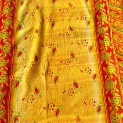 Sari Kantha vintage tppe - gyldne farver (140x200)